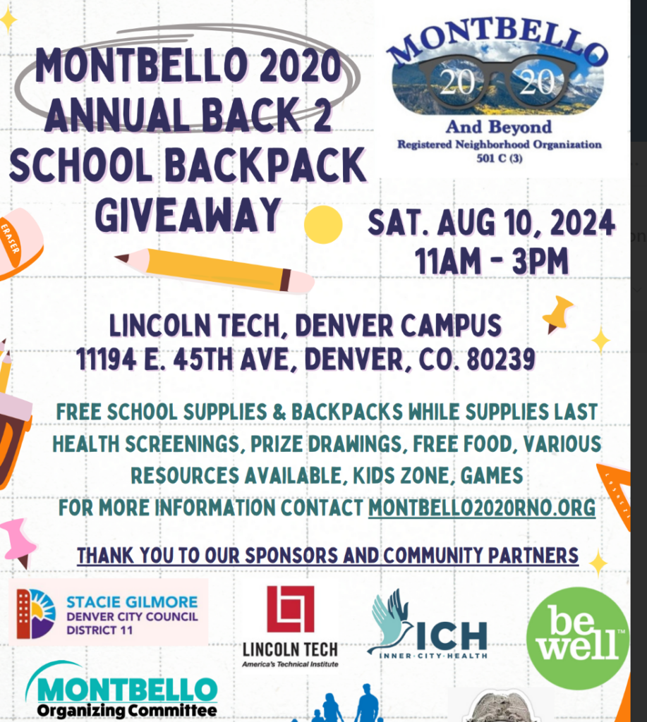 Montbello 2020 Back to School and Wellness Fair- Saturday, August 10