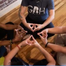 A group doing yoga